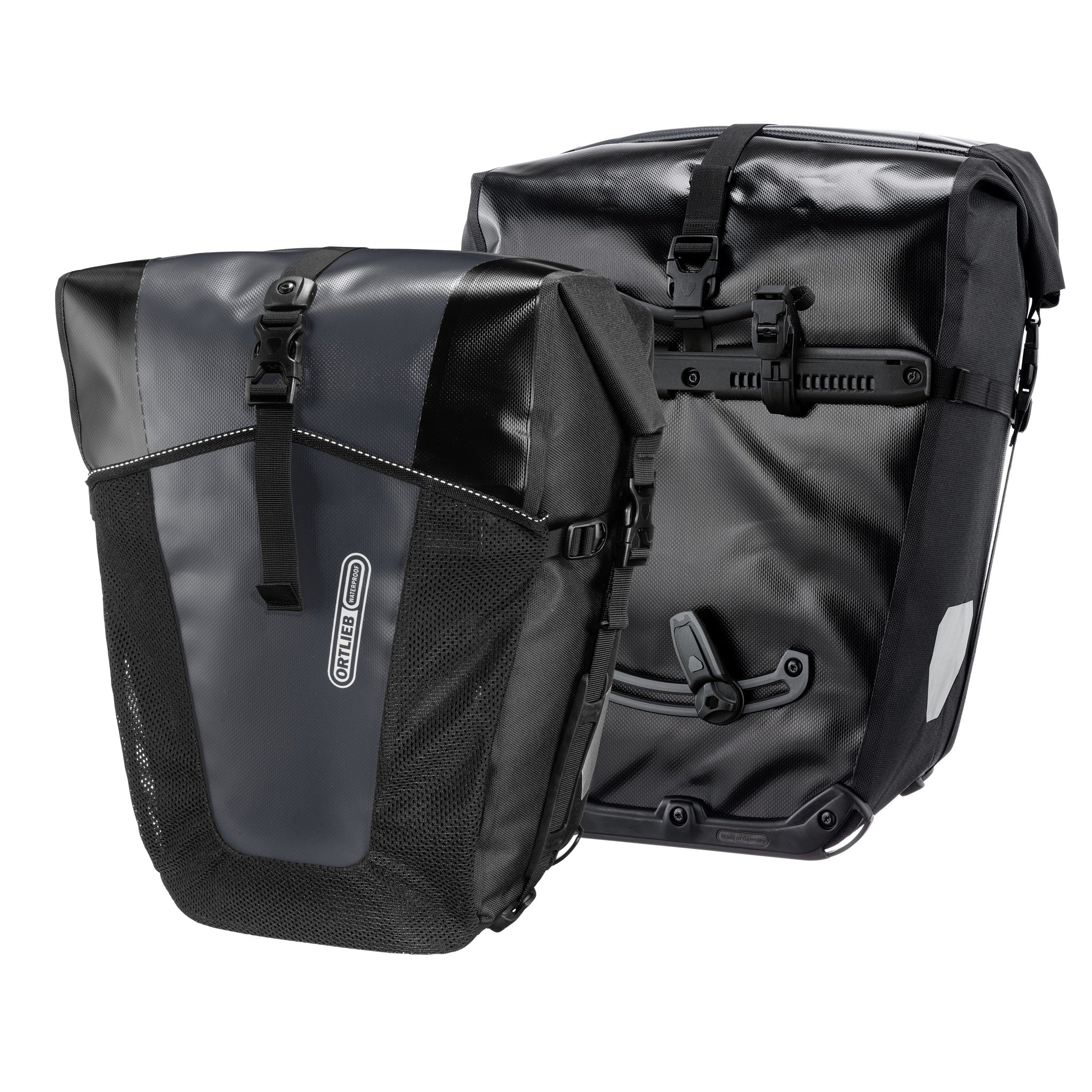 Set aus zwei ORTLIEB Back-Roller XL QL2.2 Fahrradtaschen in asphalt - black mit Quick-Lock-System